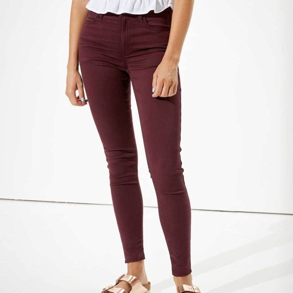 Maroon High Rise Jeggings